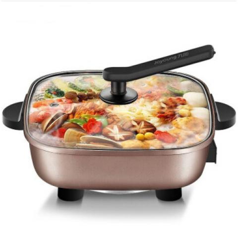 九阳（Joyoung）京品家电 电火锅家用多功能电热锅 麦饭石色不粘锅 6L大容量电煮锅 