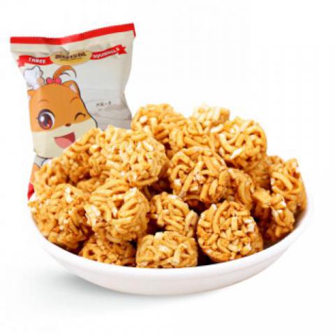 三只松鼠休闲零食膨化小吃方便面干脆面串烧味小贱拉面丸子85g/袋