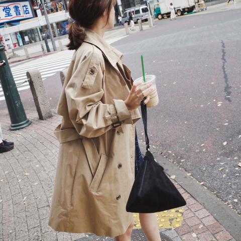 风衣女中长款韩版春季2019新款学生宽松卡其色春秋bf外套潮薄韩国