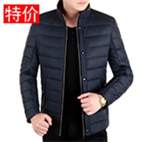 冬季羽绒服男立领修身短款中年男士加厚白鸭绒中老年爸爸男装外套